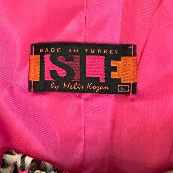 Colorful Abstract Print 3/4 Bell-Sleeve Jacket – ISLE by Melis‎ Kozan Design - Picture 3 of 12